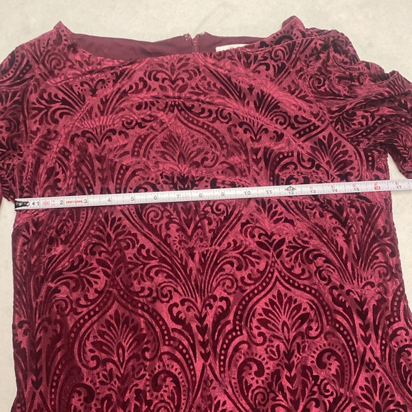 Velvet Bell Sleeve Wine/Deep burgundy short/knee length Dress Holiday Size 10 - Picture 13 of 14